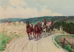Ludwig Koch, Carriage ride in summer, 1922, oil on canvas