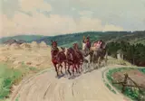 Ludwig Koch, Carriage ride in summer, 1922, oil on canvas