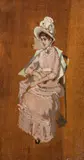 Pietro Scoppetta, Elegant lady with a hat, oil sketch on panel