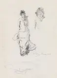 Tina Blau, Study for "Apriltag im Prater, 1883, pencil on paper