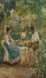 Rafael Latorre Viedma, In the garden, oil on canvas