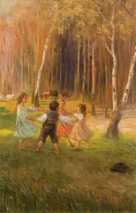 Karel Dohnálek, A children's round dance, oil on canvas