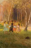 Karel Dohnálek, A children's round dance, oil on canvas