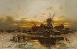 Desire Thomassin, Winter landscape with windmill
