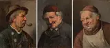 Konstantin Stoitzner, mixed lot: Three male portraits (Two pipe smokers and one monk), oil on panel
