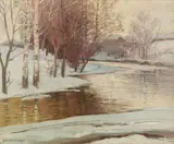 Anton Reckziegel, Winter's eve, oil on canvas