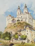 Ludwig Hans Fischer, View of Melk Abbey, watercolour on paper