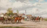 Alfred Steinacker, Hungarian market scene, 1899, oil on panel