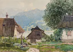 Fritz Lach, Grein at the Danube, 1921, watercolour on paper