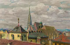 Rudolf Konopa, View across the rooftops of Vienna, oil on canvas