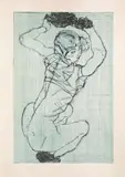 Egon Schiele, Squatting Woman, 1914, dry-needle etching on Japan paper, unframed