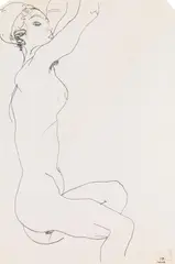 Egon Schiele, Liegende (recto),  Zwei Liegende in Umarmung (verso), 1914, black crayon on paper