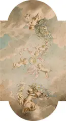 Ernst Klimt, Putti with rose garlands (not executed design for a ceiling painting), 1885, watercolour, pencil on paper