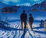 Waldemar Fink, Returning home at night (Adelboden), c. 1913, oil on canvas