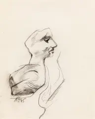 Study in profile by Herbert Boeckl, 1945, charcoal on paper, sold Dec 2020
