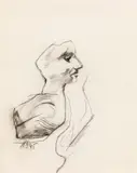 Herbert Boeckl, Study in profile, 1945, charcoal on paper