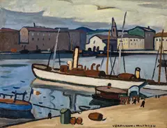 Louis-Mathieu Verdilhan, The port of Marseille, oil on cardboard