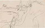Fehmarn coast with lighthouse by Ernst Ludwig Kirchner, c. 1912, pencil on paper, sold Dec 2020