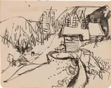At the Stafelalp by Ernst Ludwig Kirchner, c. 1924, pen in India ink on paper, sold Dec 2020