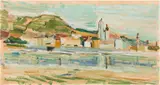 Arnold Clementschitsch, Riverscape in Stein, Krems, c. 1930, tempera on paper