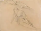 Franz Wiegele, Woman in landscape, 1936, pencil on paper
