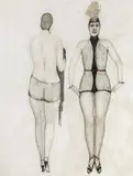 Alfons Walde, Ladies in net clothing, c. 1940, mixed media on paper