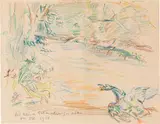 Oskar Kokoschka, River landscape with swan