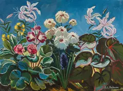Robin Christian Andersen, Flower landscape, 1928, oil on canvas