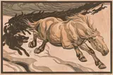 Norbertine Bresslern-Roth, Die Verfolgung" (The chase, horse and wolves)