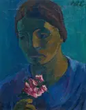 Werner Berg, Mauki with phlox (the artist's wife), 1935, oil on canvas