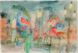 Kurt Moldovan, Piccadilly Circus, London, 1971, watercolour on paper
