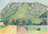 Herbert Breiter, Greek mountainscape, 1989, watercolour on laid paper