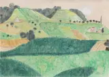Herbert Breiter, Styrian vineyards, 1987, watercolour on laid paper