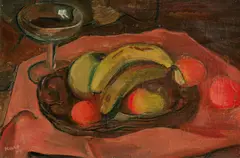 Georges Kars, Still life with wine glass and fruit bowl, 1937, oil on canvas