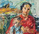 Karl Stark, Wife of the artist with their son Wolfgang