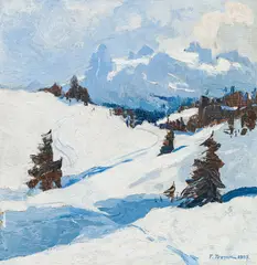 Franz Trenk, Snowscape, 1925, oil on canvas on cardboard