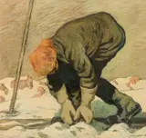 Hugo Hodiener, Skier, oil on cardboard
