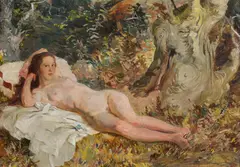 Switbert Lobisser, Nude in the forest, 1924, oil on canvas