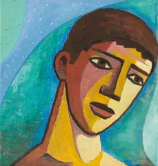 Carry Hauser, Boy (design for a mosaic), c. 1953, tempera on paper on cardboard