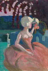 Artur Nikodem, Rendezvous at the lake, oil on canvas