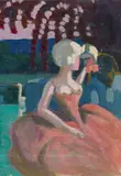 Artur Nikodem, Rendezvous at the lake, oil on canvas