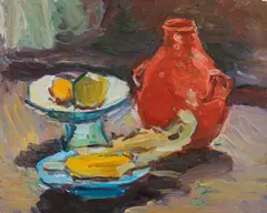 Leon Abramowicz, Still life, oil on cardboard