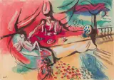 Alfred Wickenburg, Picnic, mixed media on paper