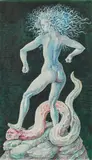 Peter Proksch, Eurynome enrages Ophion, 1970, mixed media on paper; framed