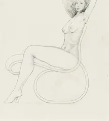 Leherb, Fauteil roulant, graphite on cardboard; framed