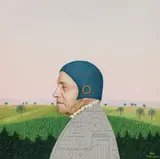 Josef Bramer, Technik Mensch, 1984, mixed media on cardboard; framed