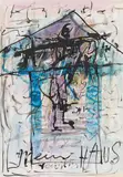 Mein Haus by Hans Staudacher, 1999, mixed media on paper; framed, sold Dec 2020