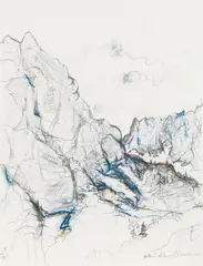 Hans Staudacher, Wilder Kaiser, 1976, mixed media on paper; framed