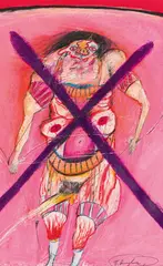 Untitled by Franz Ringel, mixed media on paper; framed, sold Dec 2020