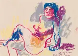 Otto Muehl, Female nude, 1989, crayon on paper; framed